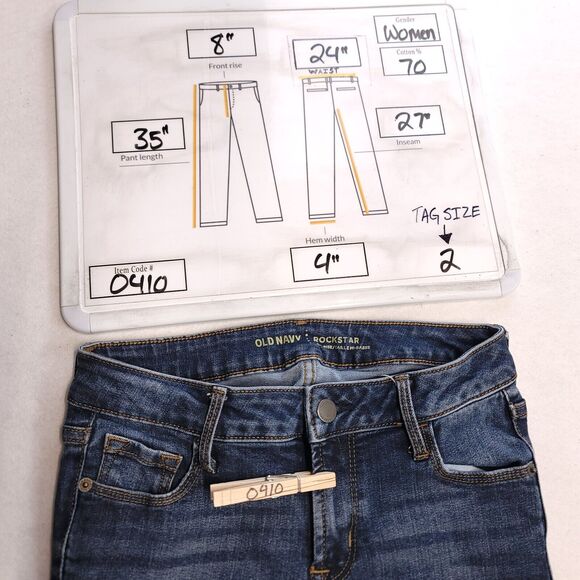 Old Navy Mid Rise Casual Medium Wash Button Zip Jeans Womens Size 2 Blue - Picture 8 of 8